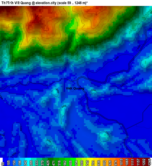 Thị Trấn Việt Quang elevation map