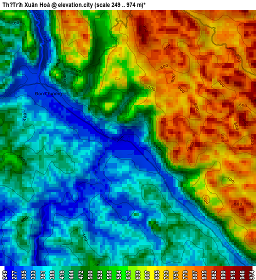 Thị Trấn Xuân Hoà elevation map