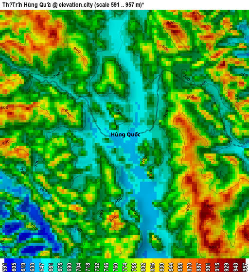 Thị Trấn Hùng Quốc elevation map