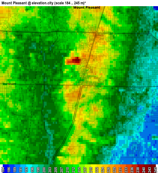 Mount Pleasant elevation map