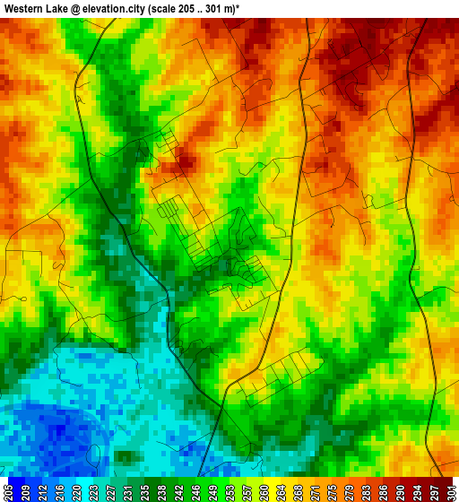 Western Lake elevation map