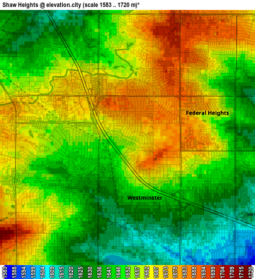 Shaw Heights elevation map