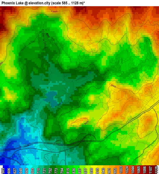 Phoenix Lake elevation map