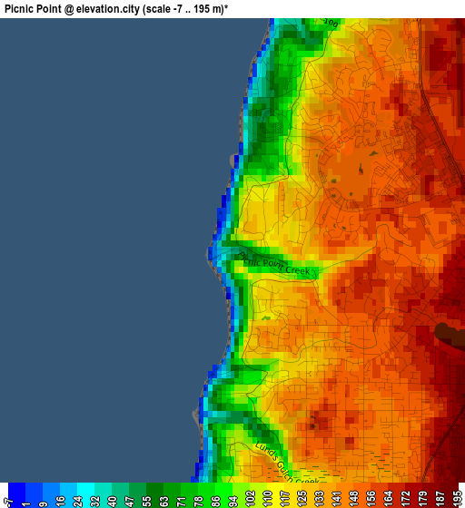 Picnic Point elevation map