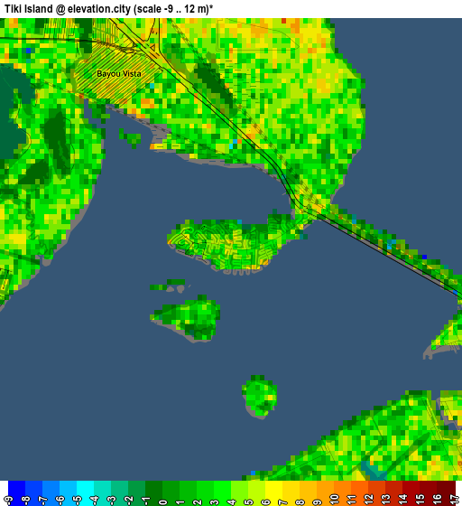 Tiki Island elevation map