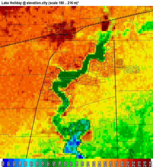 Lake Holiday elevation map