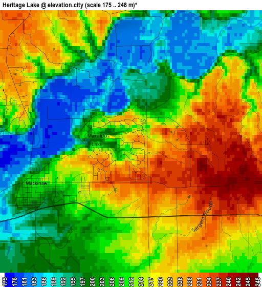 Heritage Lake elevation map