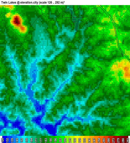 Twin Lakes elevation map