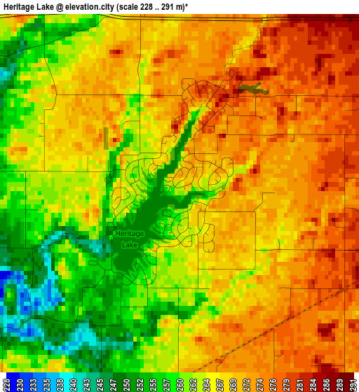 Heritage Lake elevation map