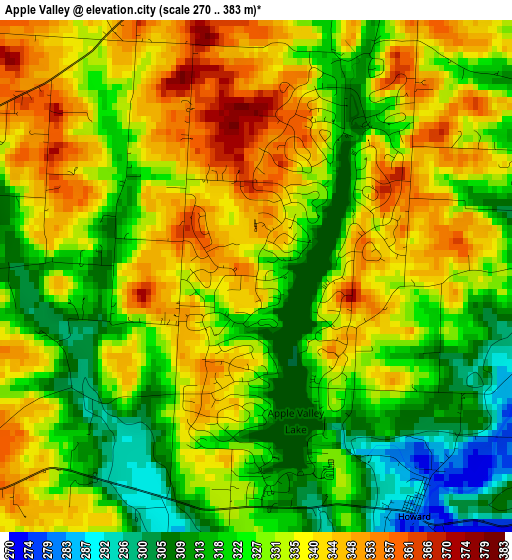 Apple Valley elevation map