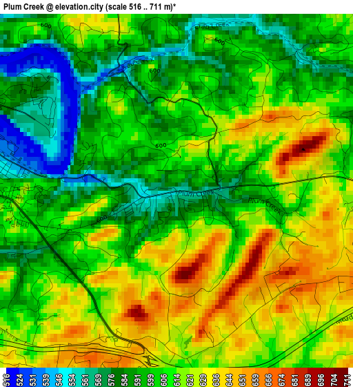 Plum Creek elevation map