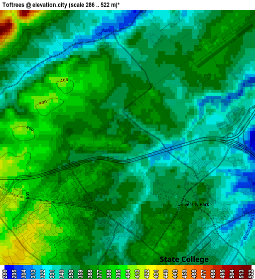 Toftrees elevation map