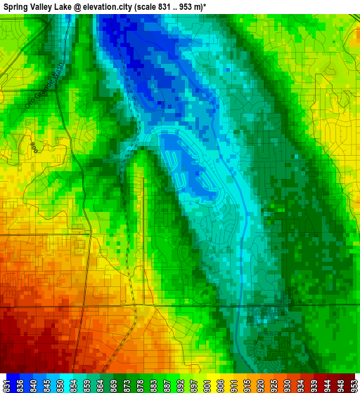 Spring Valley Lake elevation map