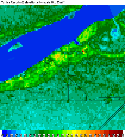 Tunica Resorts elevation map