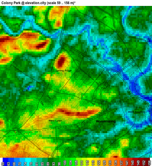 Colony Park elevation map