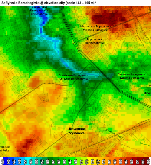 Sofiyivska Borschagivka elevation map