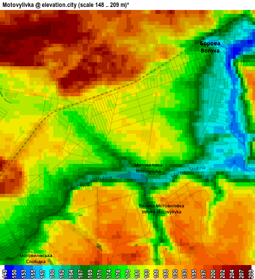 Motovylivka elevation map