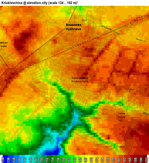 Kriukivschina elevation map