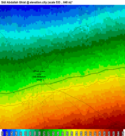 Sidi Abdallah Ghiat elevation map