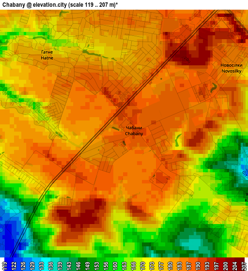 Chabany elevation map