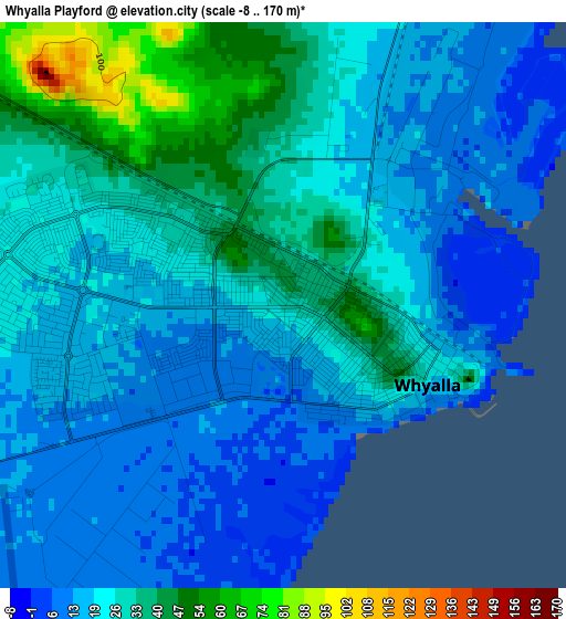 Whyalla Playford elevation map