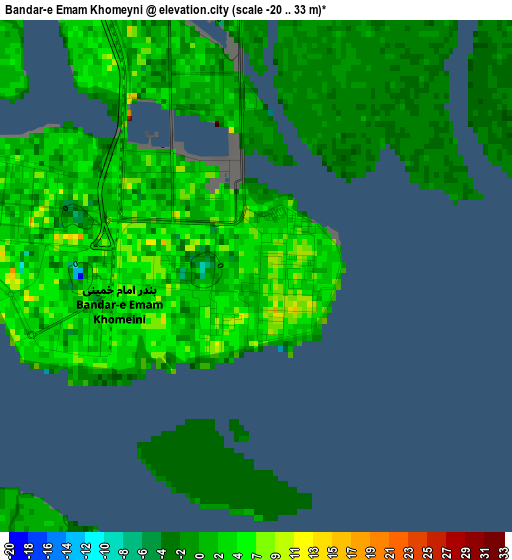 Bandar-e Emam Khomeyni elevation map