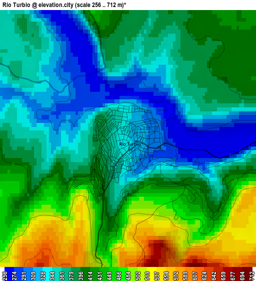 Río Turbio elevation map