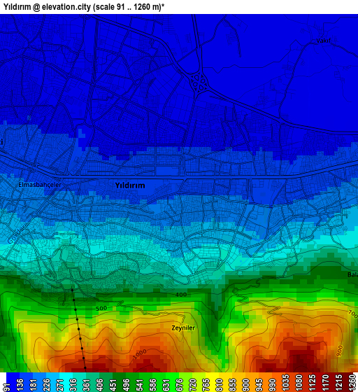 Yıldırım elevation map