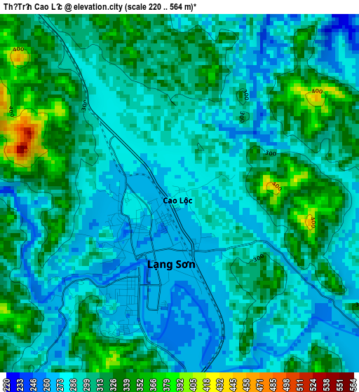 Thị Trấn Cao Lộc elevation map