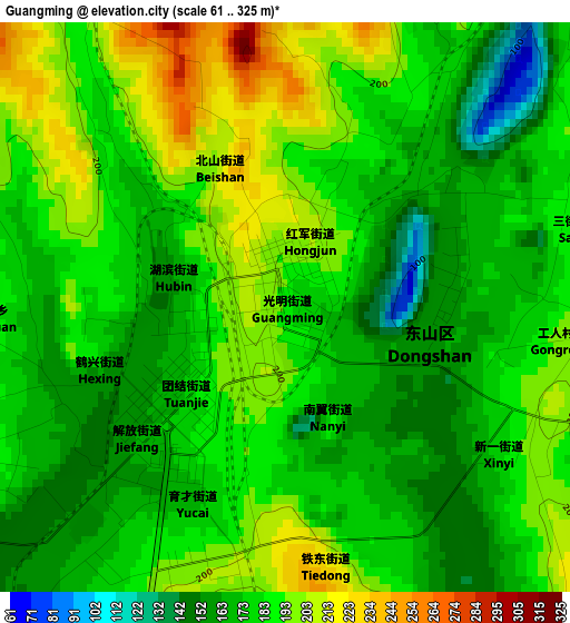 Guangming elevation map