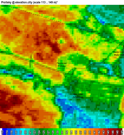 Prolisky elevation map