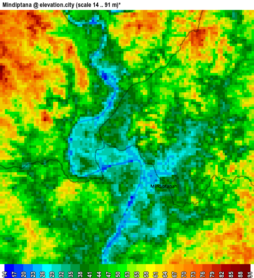 Mindiptana elevation map