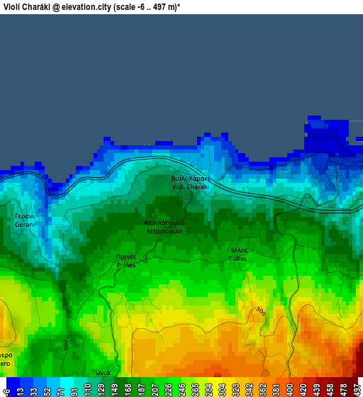 Violí Charáki elevation map