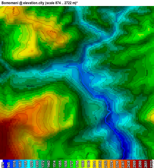 Bomomani elevation map