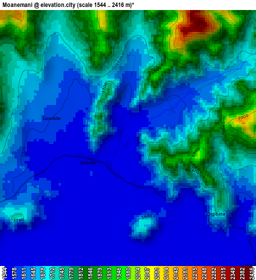 Moanemani elevation map
