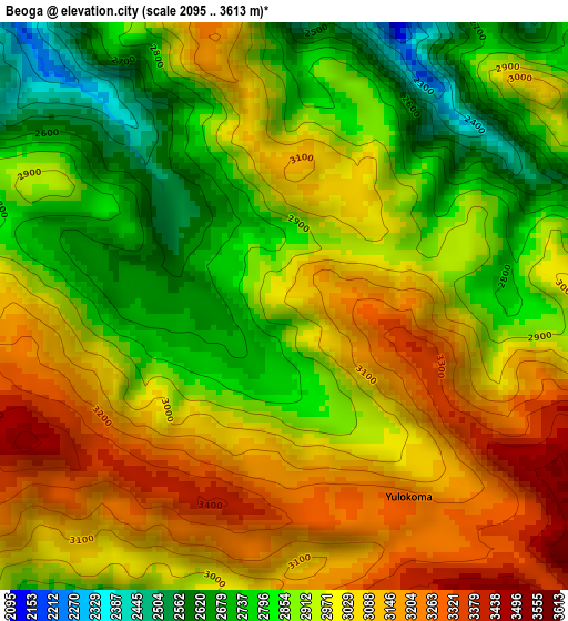 Beoga elevation map