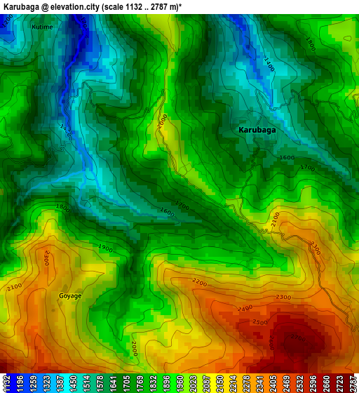 Karubaga elevation map