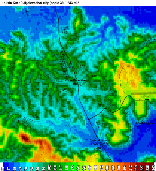 La Isla Km 10 elevation map