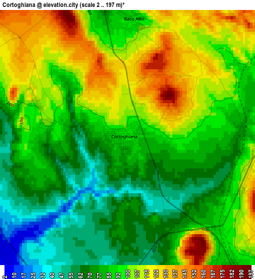 Cortoghiana elevation map