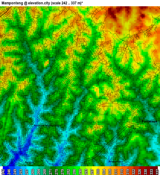 Mamponteng elevation map