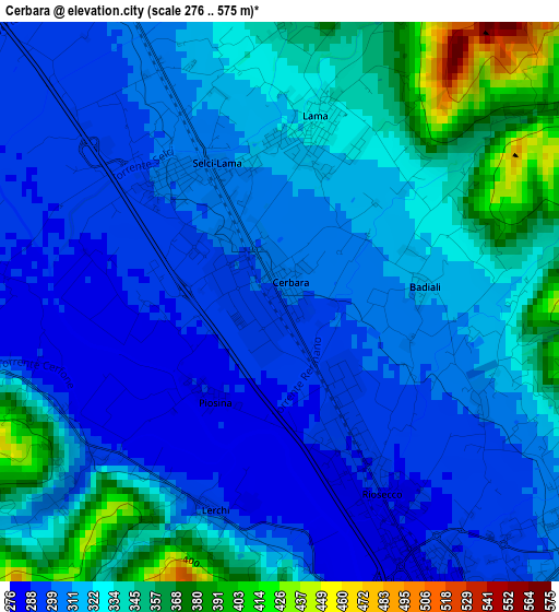 Cerbara elevation map