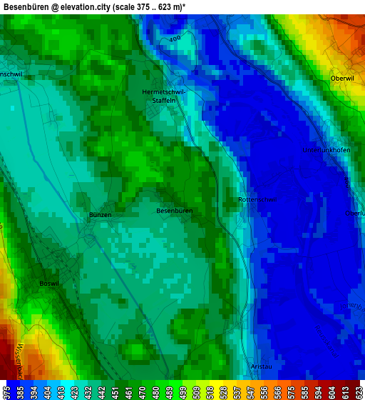 Besenbüren elevation map