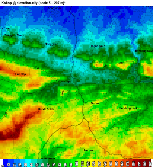 Kokop elevation map