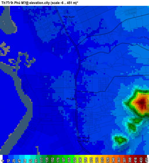 Thị Trấn Phú Mỹ elevation map