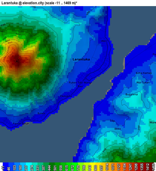 Larantuka elevation map