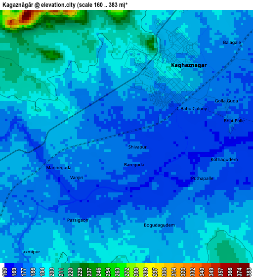 Kagaznāgār elevation map