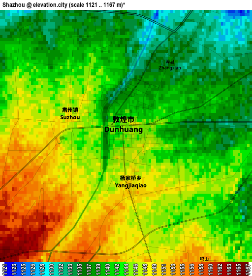 Shazhou elevation map