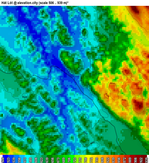 Hát Lót elevation map