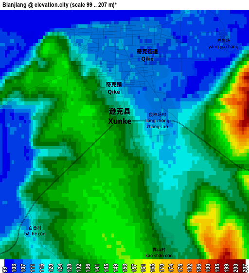 Bianjiang elevation map