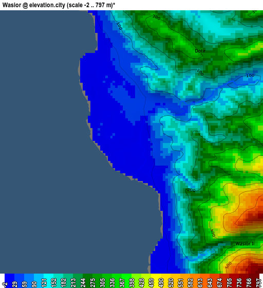 Wasior elevation map